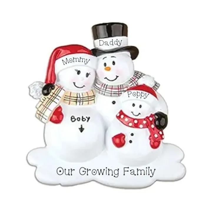 Baby Christmas Pregnancy Ornament with One Child - We're Expecting Snowman