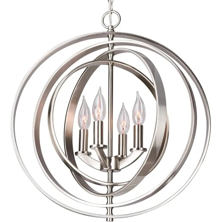 Kira Home Orbits 21" 4-Light Modern Sphere/Orb Chandelier, Brushed Nickel Finish