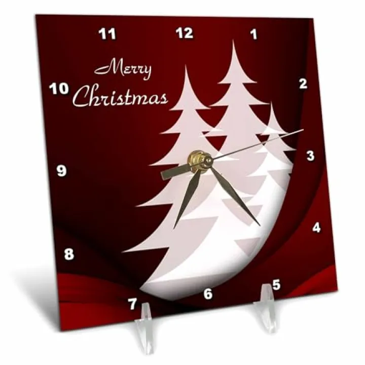 3D Rose dc_234666_1 Image of Elegant White Christmas Trees On Red, Red, 6" x 6"