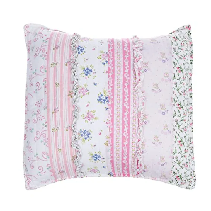 Cozy Line Home Fashions Pink Rose Romantic Ruffle Floral Flower Decor Pillow (Pink Lace, Decor Pillow - 1pc)