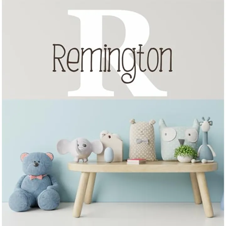 Decor Designs Decals Boys Adorable Custom Name, Personalized Vinyl Wall Art Decal Sticker, Babies Nursery, Childrens Bedroom and Playroom Decor, (Multiple Size Choices) (Name with Initial)