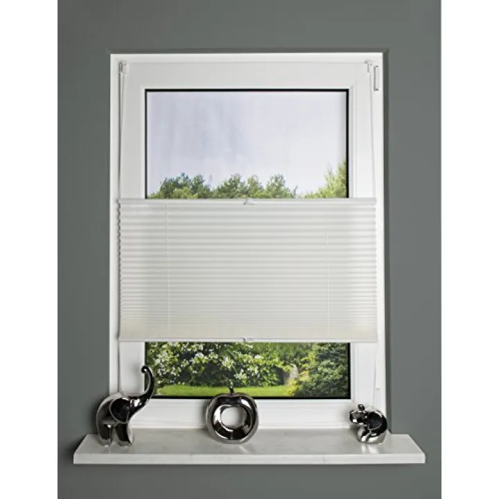 Home fashion Pleated Blind Up & Down Fabric, White, 130 x 100 cm