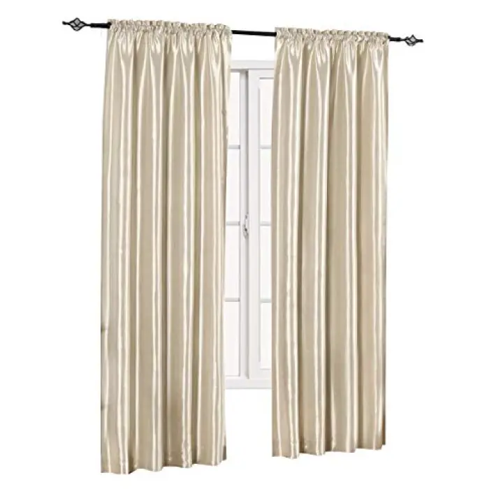 sheetsnthings Soho Faux Silk, 84-Inch Wide x 96-Inch Long, Polyester, Set of 2 Curtain Panels, Ivory