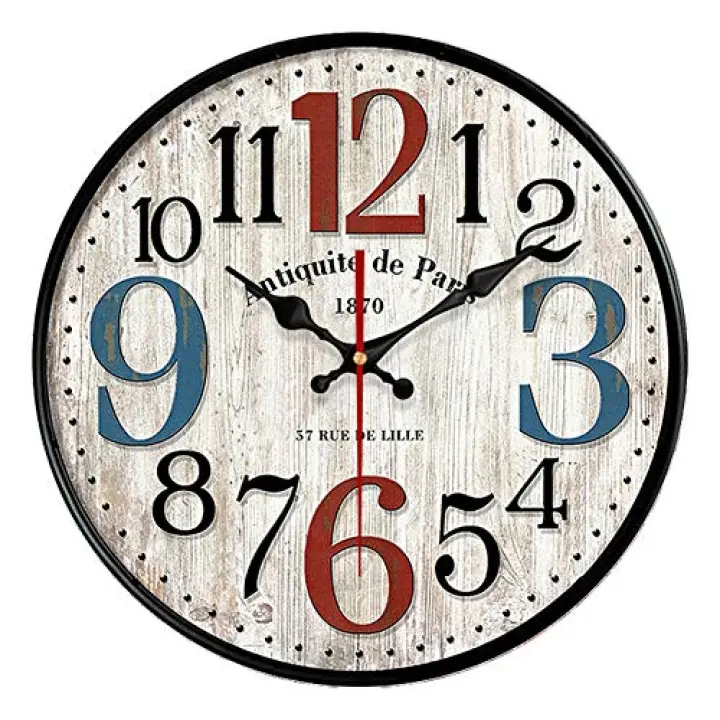 YeYo Simple European Style Wall Clock Wooden MDF Waterproof Silent Art Decor for Home Living Room Office Decoration (12 inch)