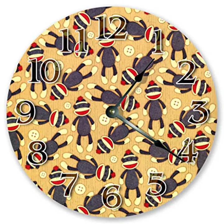 EasySells 10.5" Cute Christmas Sock Monkeys Art Clock - Large 10.5" Wall Clock - Home Décor Clock