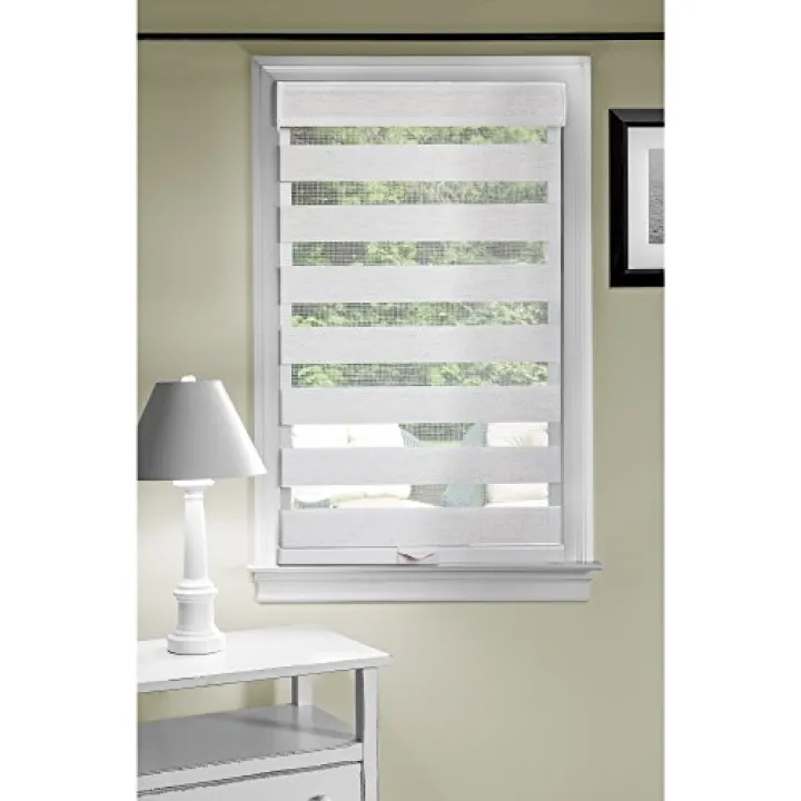 Cordless Serenity Sheer Double Layered Zebra Shade Horizontal Cordless Window Shade Blind Roller Blinds & Treatments (36x72, Linen)