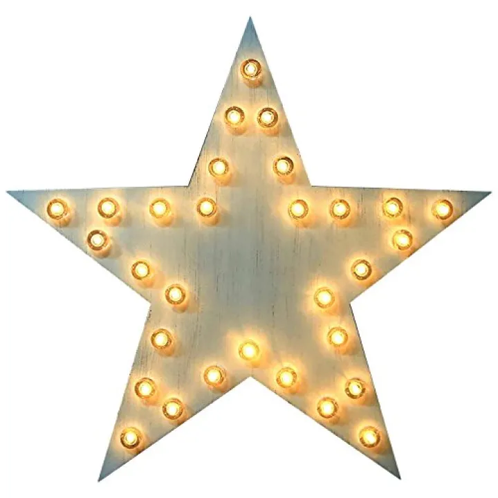 LED Wood Star White Interior Light Halloween Indoor-only Steady Battery-Powered