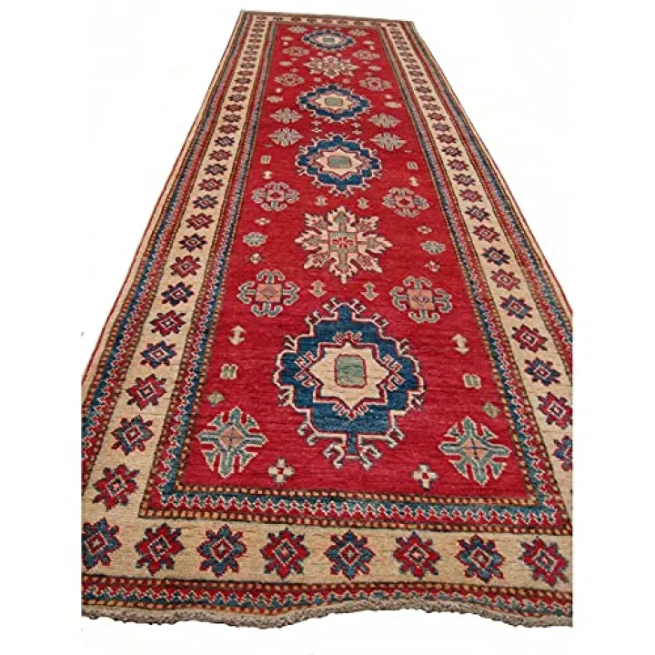 Awesome Super Kazak Caucasian Geometric Floral Veg Dyed Mahal Hand Knotted Woolen Runner Rug Multicolor Design Rug Carpet Complement Your Home Decor Rectangle (9.11 x 2.10)'