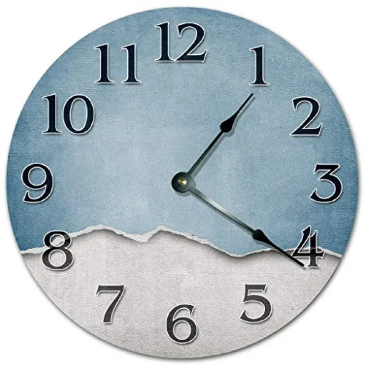 Sugar Vine Art 10.5" Minimalist Powder Blue Clock - Living Room Clock - Large 10.5" Wall Clock - Home Decor Clock