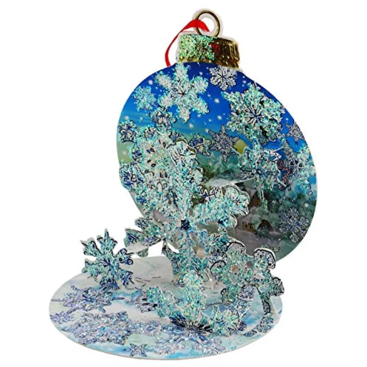 Christmas Pop Up Ball Card; Hanging Xmas Tree Decoration Glitter Ornament Greeting Idea (Snowflakes)…