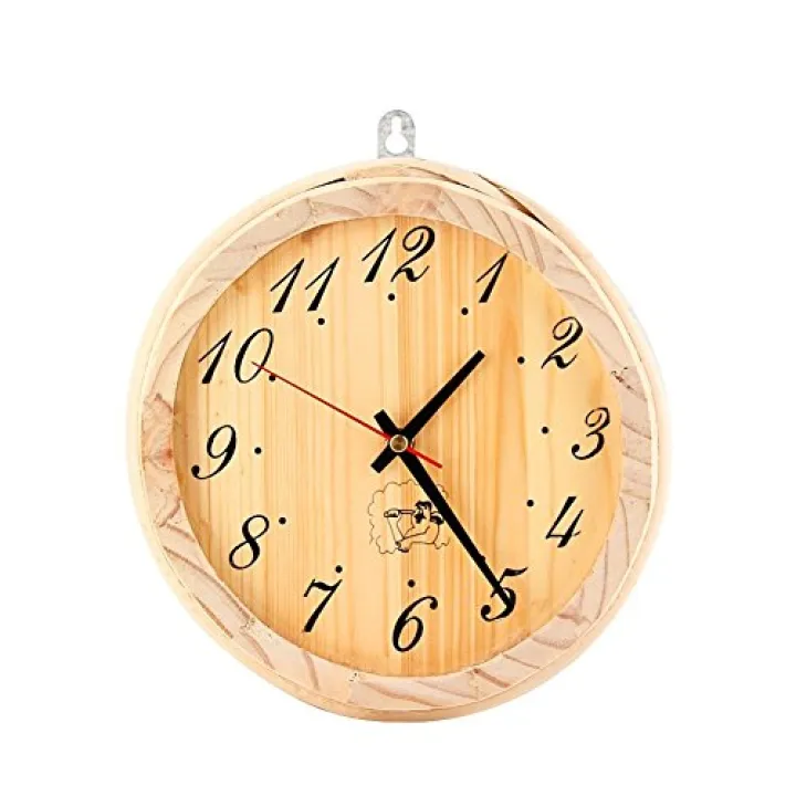 JIAN YA NA 8 inch Sauna Clock Sauna Accessories Decorative Wall Clock for Sauna Room Bedroom Living Room Simple Arabic Numerals for Quartz Wall Clocks Bending Wood Frame