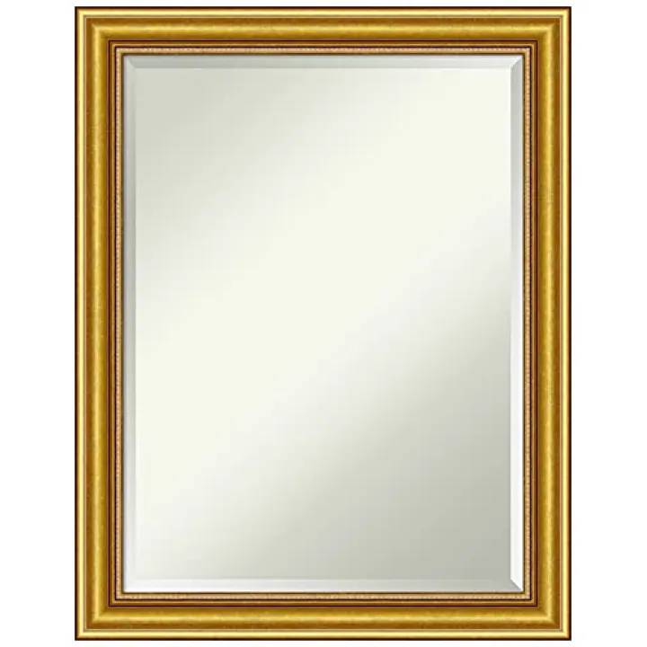 Amanti Art Gold Bathroom Mirror for Over Sink, 28x22 Townhouse Gold Rectangle Vanity Mirror, Medium Traditional Wood Frame, Hangs Horizonally and Vertically, Bathroom Wall Decor, Beveled Edge
