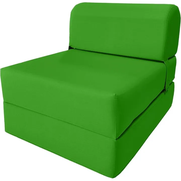 D&D Futon Furniture Sleeper Chair Folding Bed, Studio Sofa Guest Folded Mattress, High Density Foam (70 x 24 x 6, Lime)