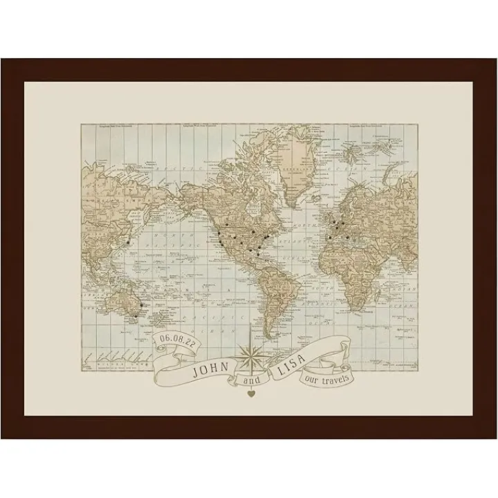 Wendy Gold Studios Personalized Wedding Anniversary World Push Pin Travel Map