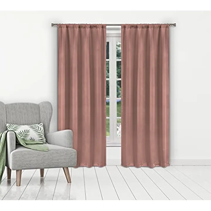 Duck River Textile Bali Faux Silk Grommet Top Window Curtain 2 Panel Drape, 38 X 84, Fuchsia