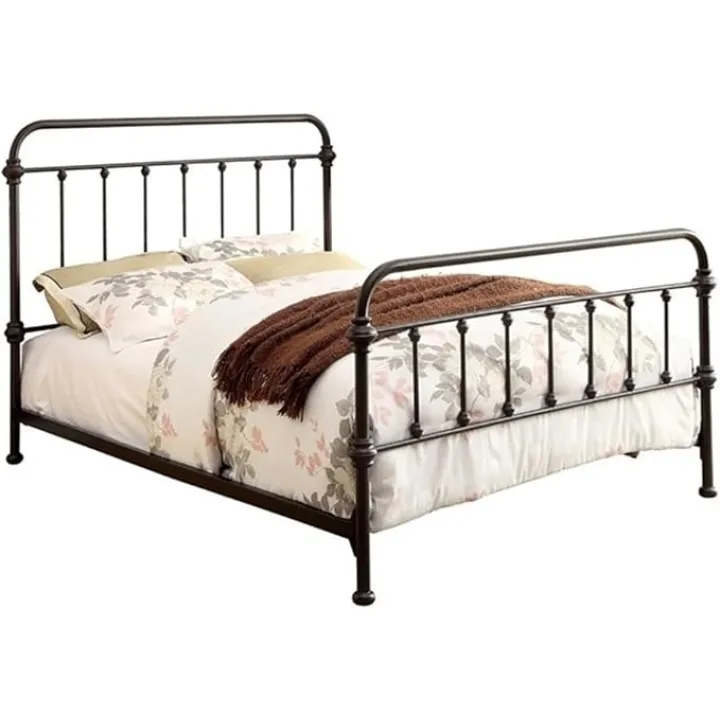 BOWERY HILL Farmhouse Metal California King Spindle Bed in Bronze
