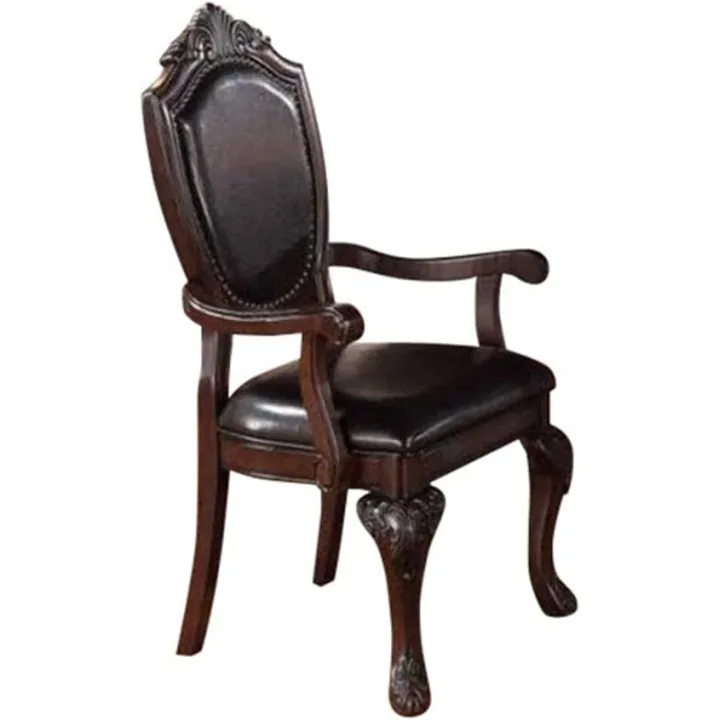Benjara Rubber Wood Arm Chair, Set Of 2, Brown