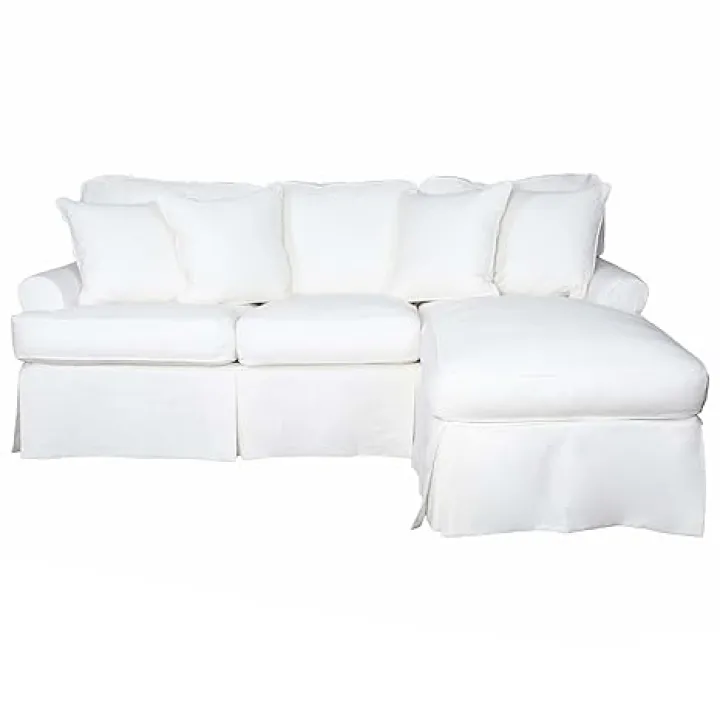 Sunset Trading Horizon Slipcovered Chaise -Performance White Sleeper Sofa, Small,
