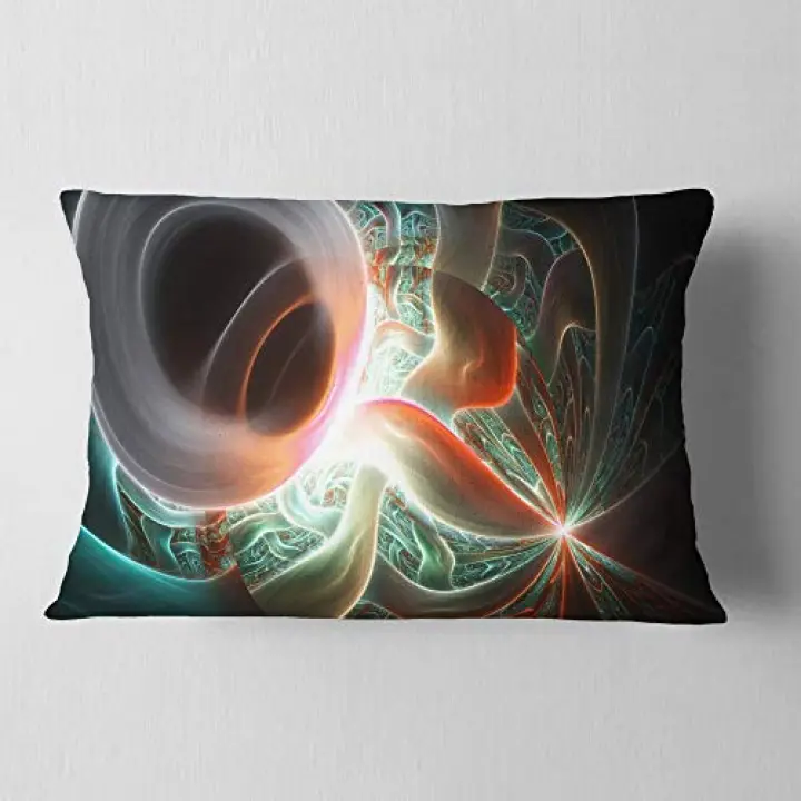 Designart Shining Brown Silver on Black' Abstract Throw Lumbar Cushion Pillow Cover for Living Room, Sofa 12" x 20"