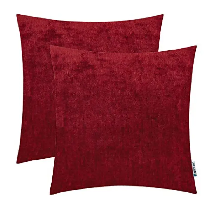 HWY 50 Red Burgundy Throw Pillow Covers 20x20 Inch for Couch Living Room Sofa Bedroom, Cashmere Soft Comfortable Solid Decorative Throw Pillows Cases Set Cushions Cover Pack of 2