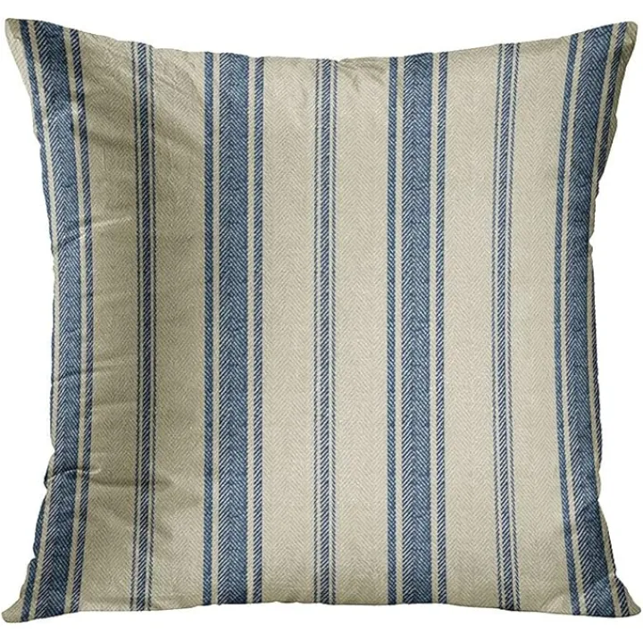 Skully Plush Square Navy Blue French Jacquard Stripe Hidden Zipper Home Sofa Decorative Throw Pillow Cover Cushion Case 20x20 Inch Design Printed Pillowcase