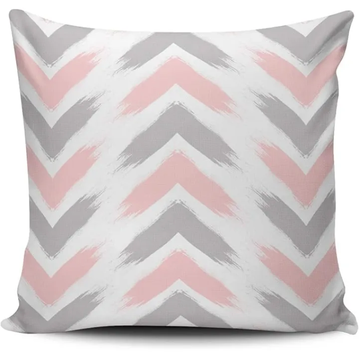 White Modern Pastel Pink Gray Arrow Brushstrokes Pattern Pillowcase Home Decorative 18x18 Inch Square Throw Pillow Case Cushion Covers Double Sided Printed
