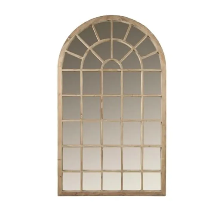 MAKLAINE Floor Mirror, 78.75" H x 47.25" W, Reclaimed Pine Wood Frame, Smoke Gray Finish, Arched Top, Transitional Style Decorative Accent Mirror for Home or Bedroom