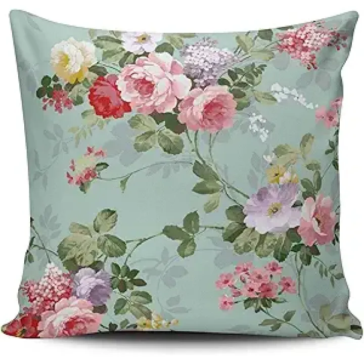 Home Decoration Pillowcase Cover Colorful Vintage Elegant Pink Red Roses Pattern Custom Pillow case Cushion Fashion Chic Double Sided Printed Design Square Size 18x18 Inch