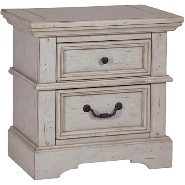 American Woodcrafters Stonebrook Antique Gray Wood 2-Drawer Nightstand