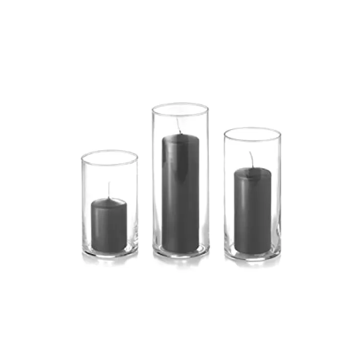 yummi Set of 12 Slim Pillars and Cylinder Vases - Gray