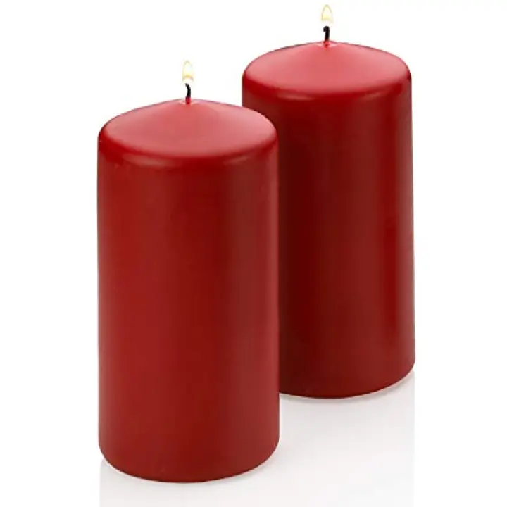 Light Pillar Candles - Set of 2 Scented Candles - 6 inch Tall, 3 inch Thick - 36 Hour Clean Burn Time (Apple Cinnamon)
