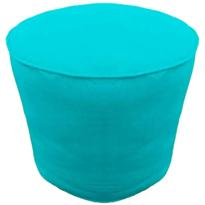 Round Pouffe Cover with Piping Ottoman Footstool Cover Cotton Turquoise Blue 32" Diameter x 16" Height (81 cm Diameter x 40 cm Height) Cover ONLY, Not Stuffed, Insert not