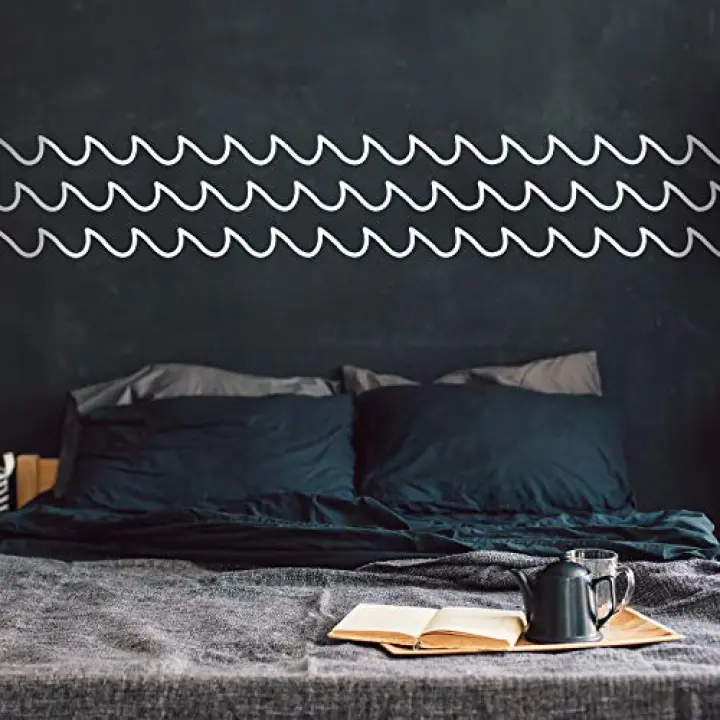 Set of 3 Vinyl Wall Art Decals - Waves - 2" x 45" Each - Modern Cool Ocean Theme Home Bedroom Living Room Apartment Nursery Playroom - Little Kids Toddler Teens Urban Decor (White)