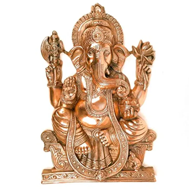 Apka Mart The Online Shop Ganesha Wall Hanging | Hindu God Ganesh Wall Sculpture Metal (23 Inch/Bronze) for Home Entrance Wall Décor, Room Décor, Best for Housewarming, Wedding Gifts