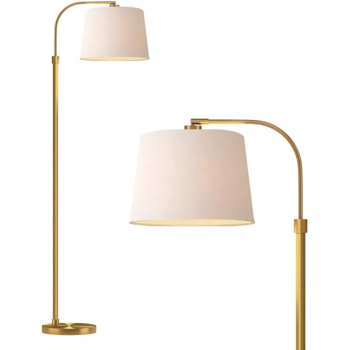 Oneach 62" Gold Floor Lamp for Living Rooms Tall Arc Standing Lamps for Bedrooms Industrial Corner Nursery Girls Kid Vintage Mid-Century Modern Reading Light Office Antique Brass Shade Lantern