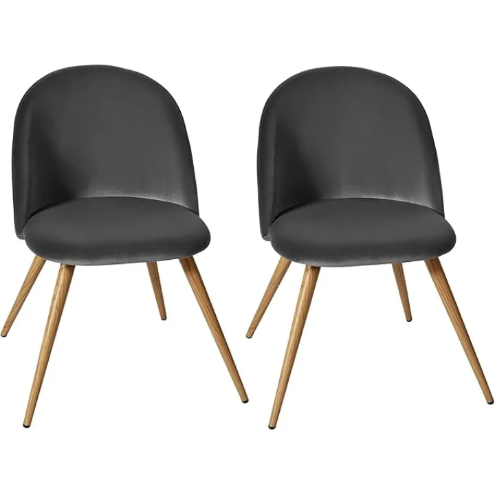 CangLong Modern Set of 2 Dining Chairs Mid Century Modern Accent Velvet Upholstered Leisure Side Chairs with Gold Metal Legs forDining, Living, Kitchen, Bedroom, Guest Room, Light Grey
