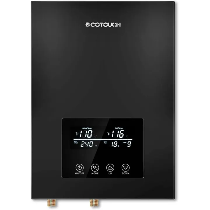 Tankless Electric,ECOTOUCH 9KW 240V On Demand, Self-Modulating Instant Hot Water Heater ECO90 Black
