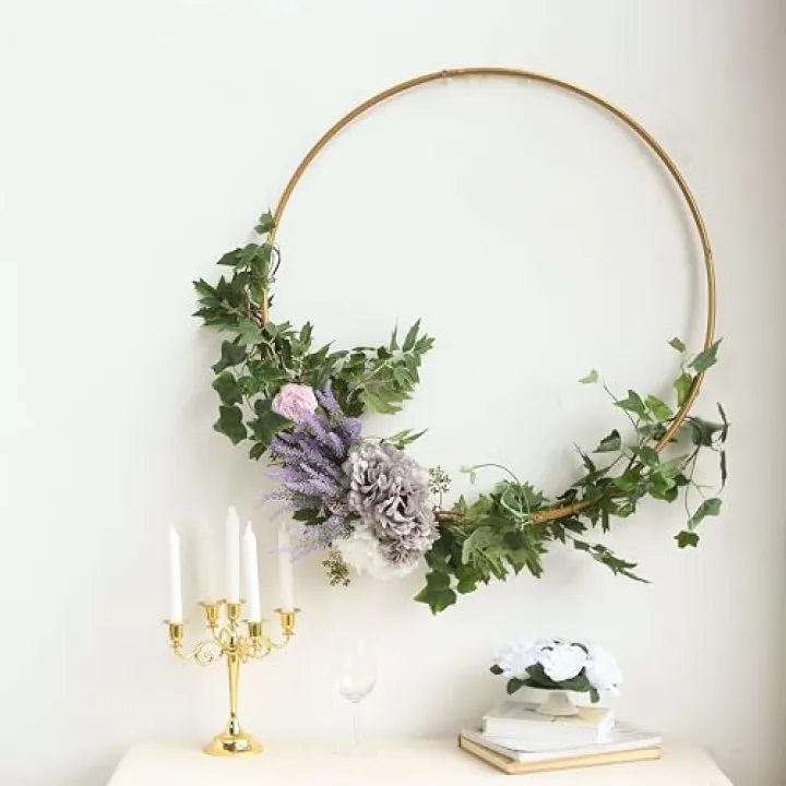 Efavormart 28" Heavy Duty Gold Metal Floral Hoop Wreath Hanging Rings for Wedding Party Decoration