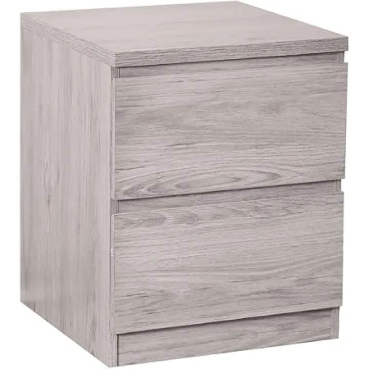 Jupiter 2 Drawer Bedside, Grey Oak