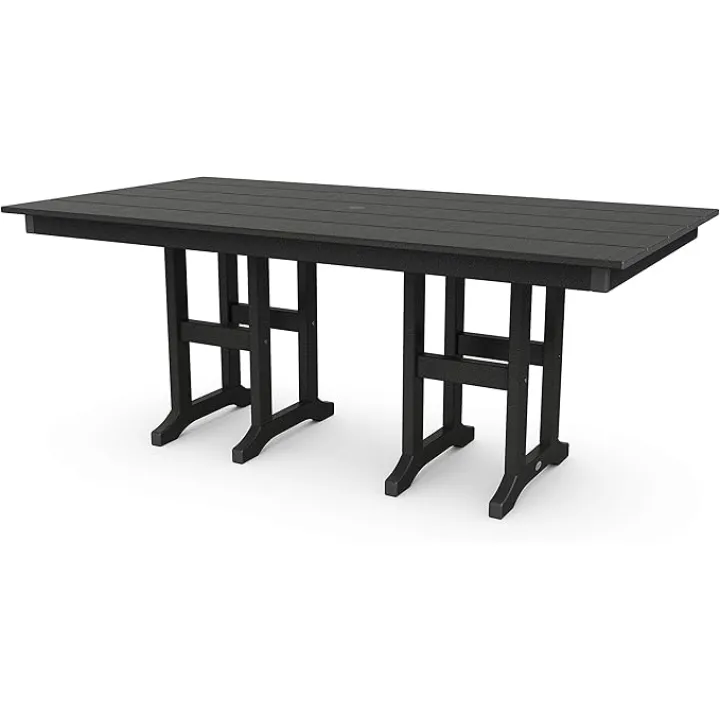 POLYWOOD Lakeside Outdoor Dining Table, Black, All-Weather HDPE Patio Furniture, Made in USA, Deck, Garden, Pool