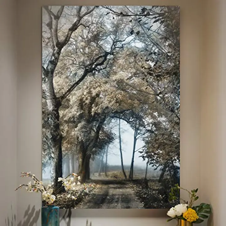 Renditions Gallery Canvas Nature Wall Art Modern Paintings & Prints Decor Romantic Secretive Forest Path Glam Artwork Wall Hanging for Bedroom Living Room Office Kitchen - 32"x48" LT06