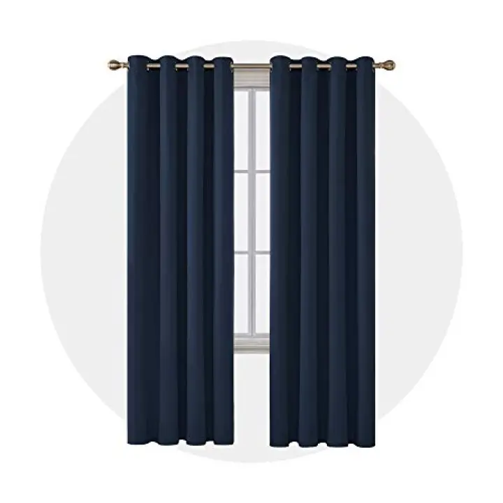Deconovo Blackout Curtain Darkening Bedroom or Living Room Grommet Thermal Insulated Lighting Reduce Drape, 52 x 95 in-1 Panel, Navy Blue