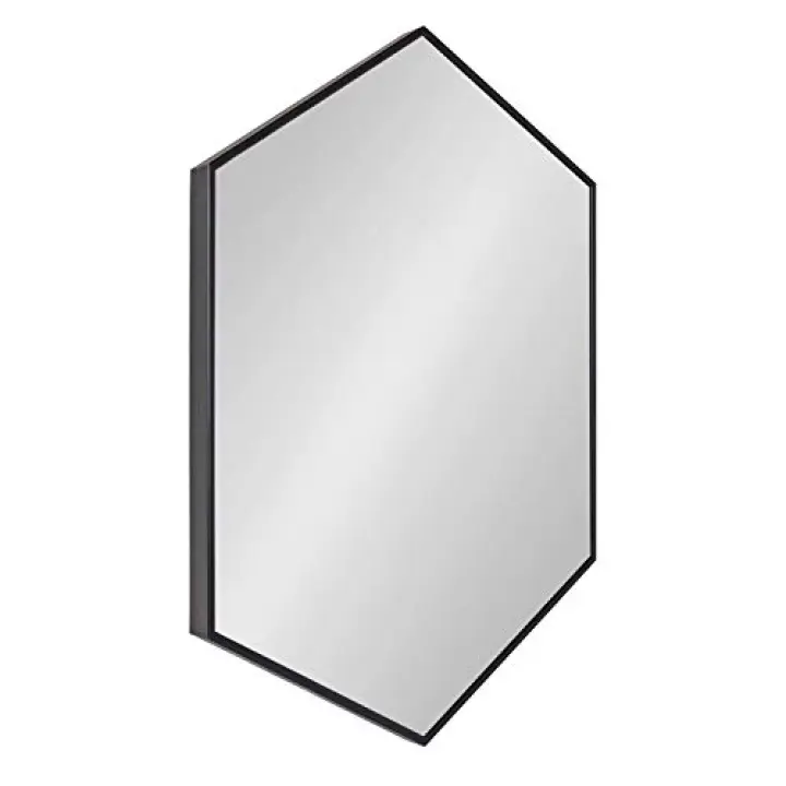 Kate and Laurel Rhodes Modern Hexagon Wall Mirror, 31" x 22", Black, Chic Geometric Wall Mirror