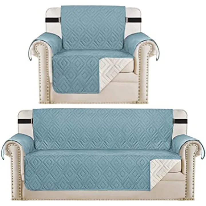 H.VERSAILTEX Reversible Chair slipcover Bundles Sofa slipcover, Stone Blue