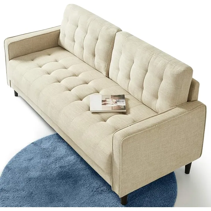 ZINUS Benton Sofa Couch, Grid Tufted Cushions, Easy, Tool-Free Assembly, Beige