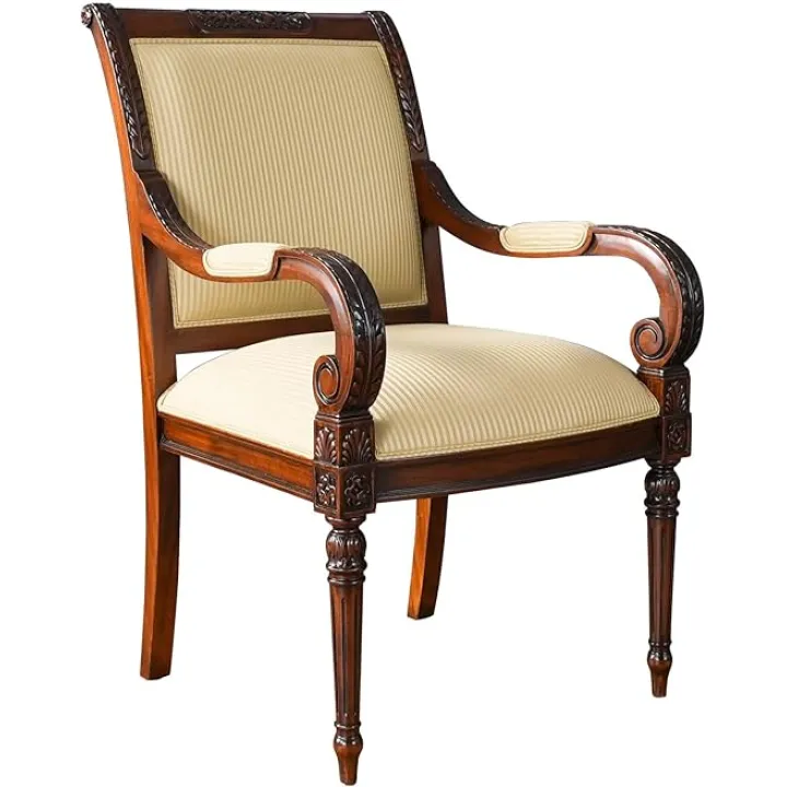 NDRAC022X Carved Empire Upholstered Arm Chair