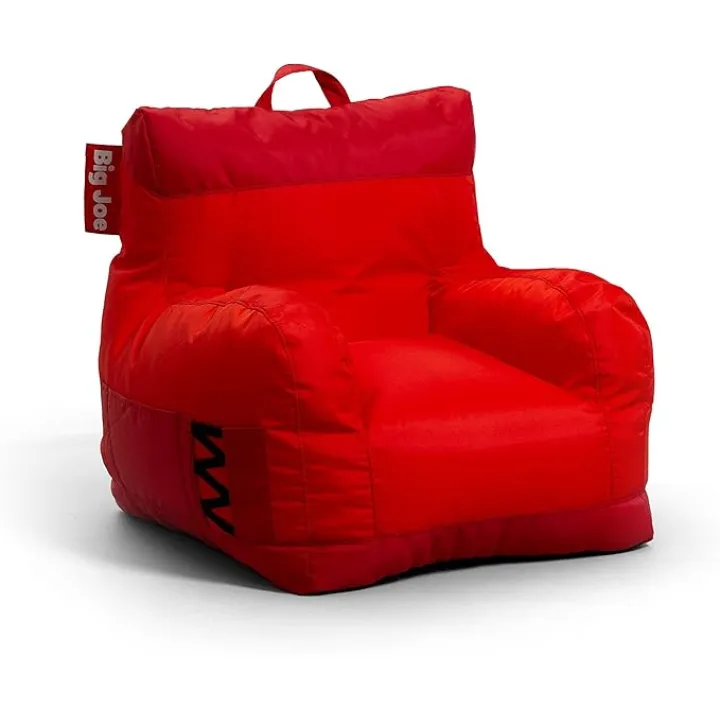 Big Joe Dorm Bean Bag Chair with Drink Holder and Pocket, Two Tone Red Smartmax, Durable Polyester Nylon Blend, 3 feet