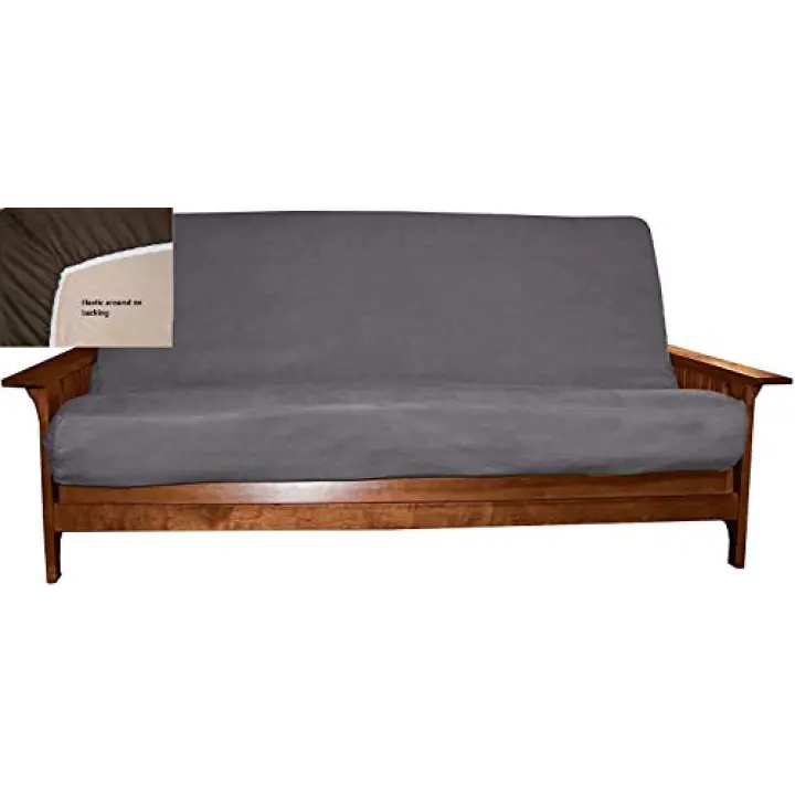 OctoRose Grey, Full Size 54x75+8" Easy Fit Fitted Futon Cover Bonded Micro-Suede Sofa Daybed Mattress Slipcover | Elastic Backing (Grey, Full Size)
