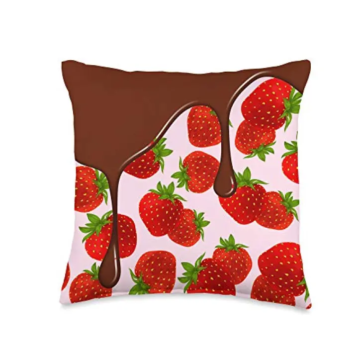 Red Strawberries covered with melting chocolate Throw Pillow