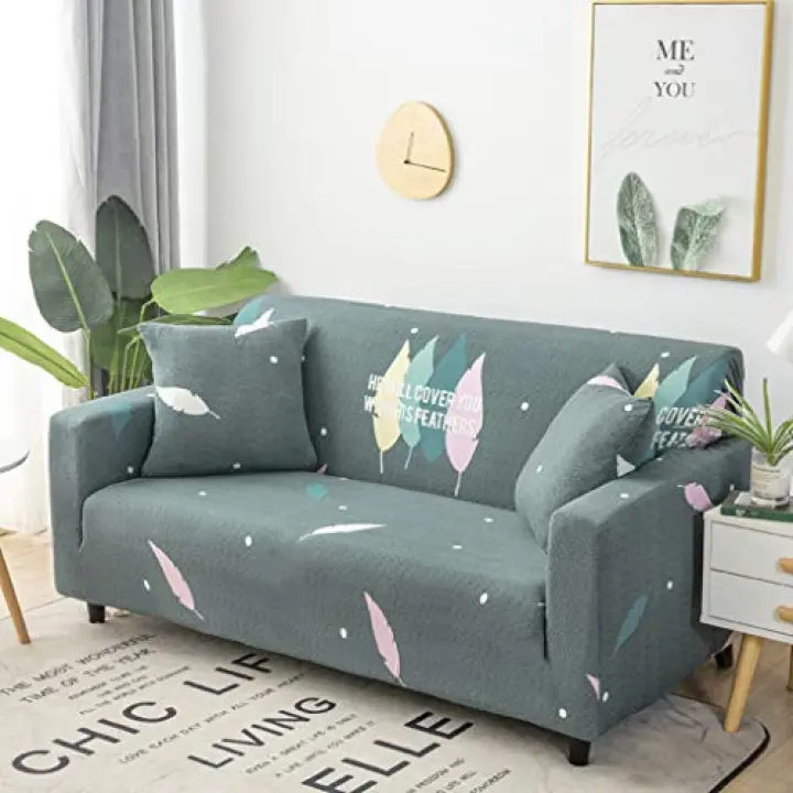 ZHOUXIAO High Stretch Seat Sofa slipcovers Farmhouse,1/2/3/4 seat Cushion Couch Cover with Elastic Bottom Furniture Protector Non-Slip Washable Printed Sofa Cover for Dogs, Pets (M(145-185CM),C)